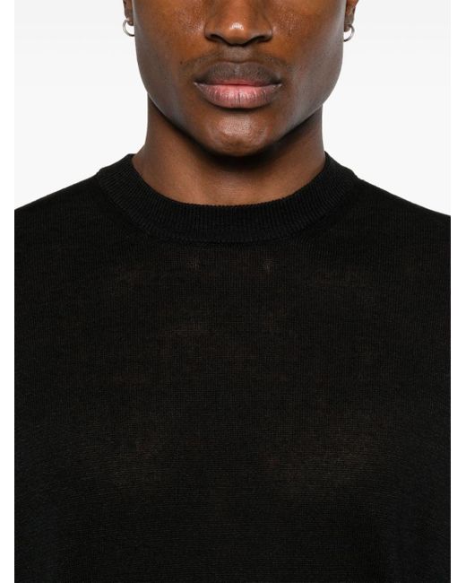 Roberto Collina Black Knitted Linen T-shirt for men