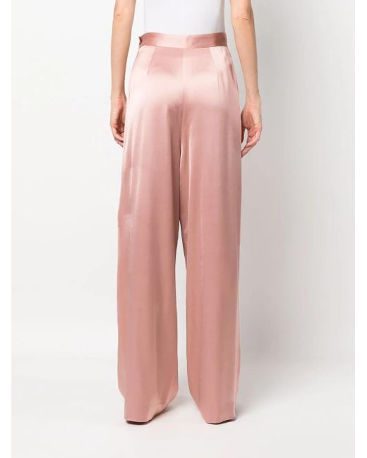 Fabiana Filippi Pink Pleated Wide-Leg Satin Trousers
