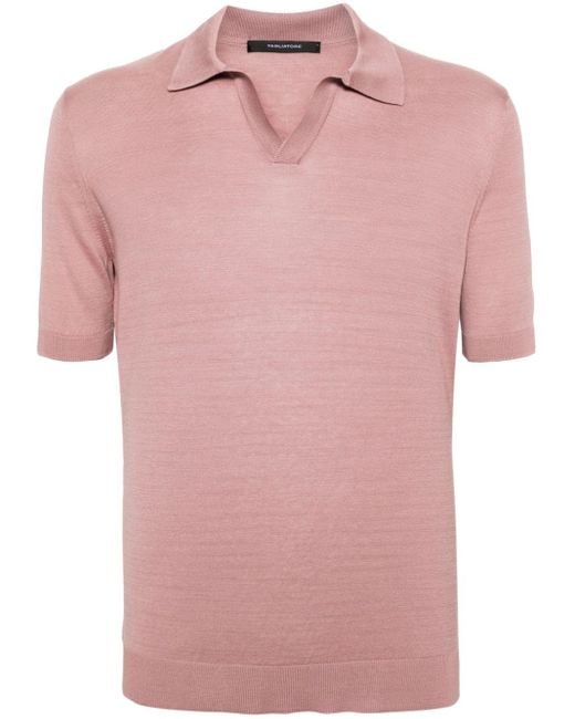 Tagliatore Keith Poloshirt aus Seide in Pink für Herren