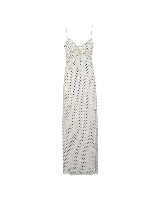 Mar De Margaritas White Tie-Detail Polka-Dot Dress