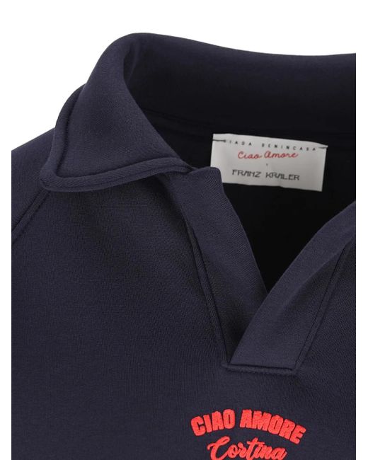 Giada Benincasa Blue Besticktes Oberteil mit Polokragen