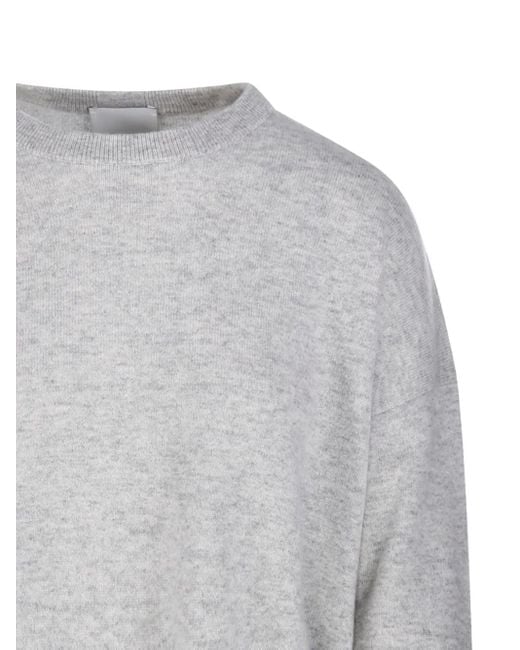 Allude Gray Round-Neck Sweater