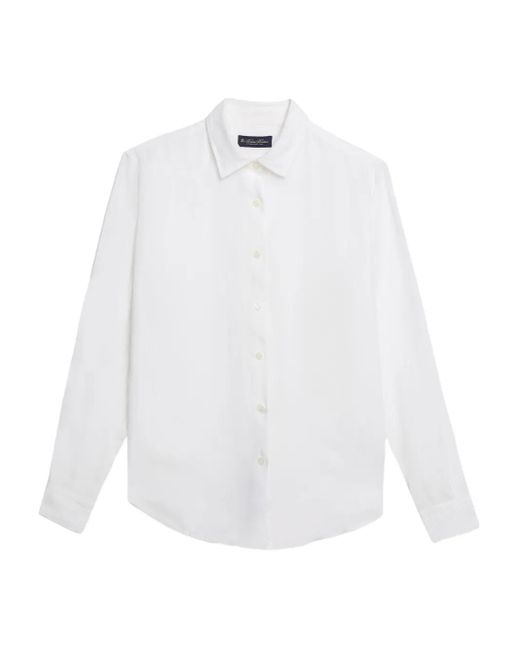 Brooks Brothers White Linen Long-Sleeve Shirt