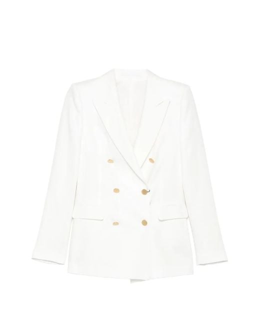 Tagliatore White Double-Breasted Blazer