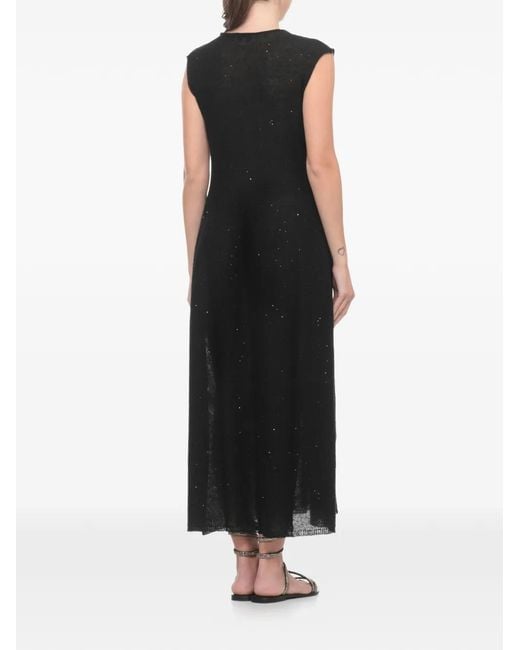 Antonelli Black Sequin-Embellished Sleeveless Midi Dress