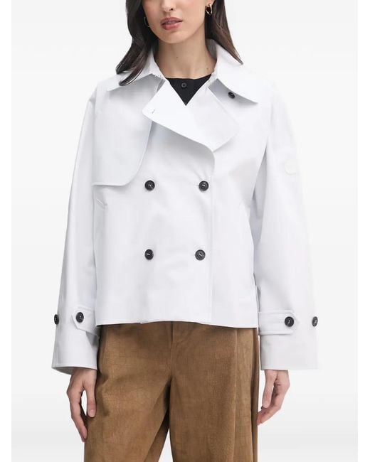 Save The Duck White Double-Breasted Cropped Jacket