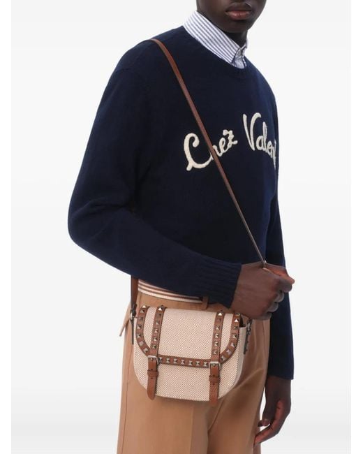 Valentino Garavani Blue Chez-Embroidered Wool Sweater for men