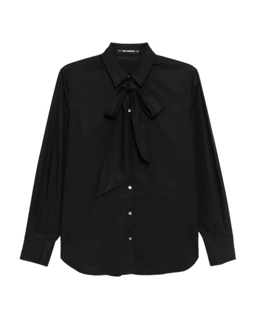 Karl Lagerfeld Black Bow Poplin Shirt