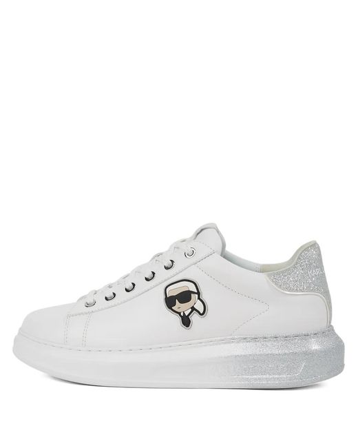 Karl Lagerfeld White Kapri Glitter-Appliqué Sneakers