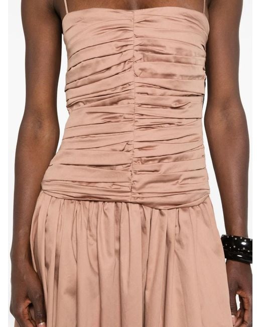 TOVE Natural Amina Ruched-Bodice Midi Dress