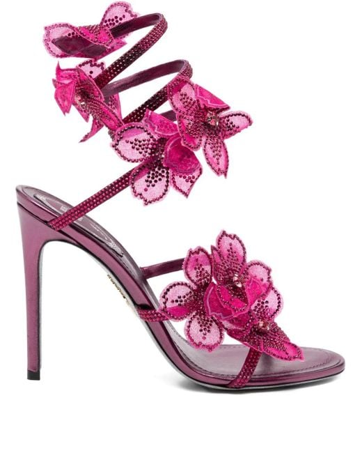 Rene Caovilla Pink 105Mm Floriane Sandals