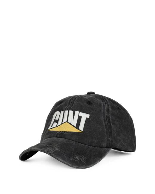 CAPTURE GALLERY Black Distressed Embroidered Baseball Cap for men