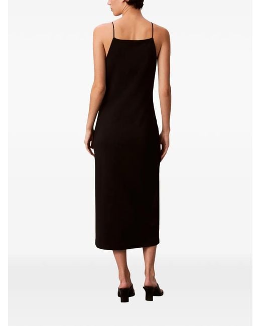 Calvin Klein Black Robe Mi-Longue Cami À Encolure Carrée