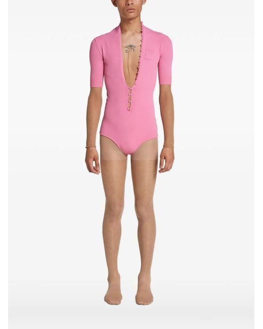 ROT Pink The Vertigo Plunging-Neck Bodysuit