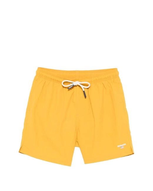 Sebago Yellow Drawstring-Waist Swim Shorts for men