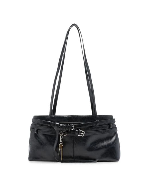 OSOI Black Brocle Buckled Leather Shoulder Bag