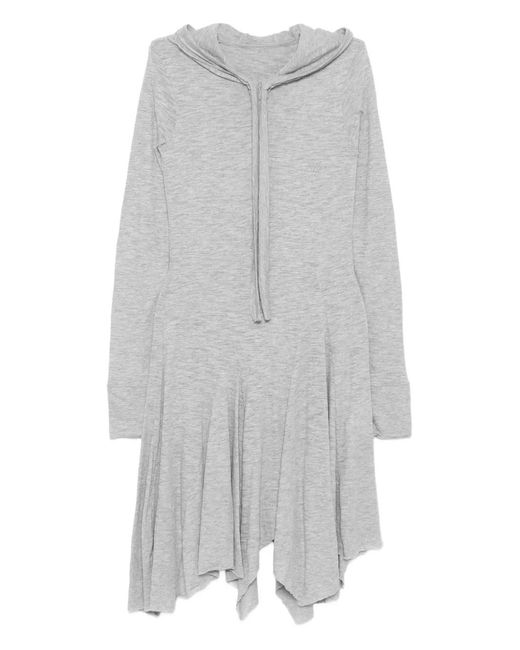 OPEN YY Gray Logo Hooded Mini Dress