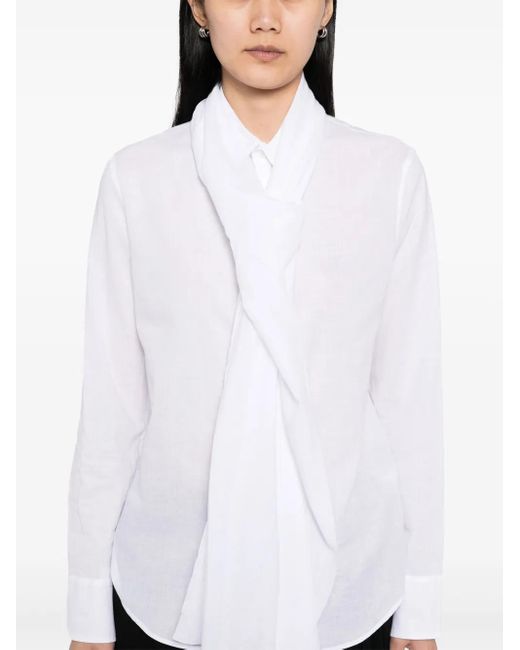 Yohji Yamamoto White Scarf-Detail Shirt