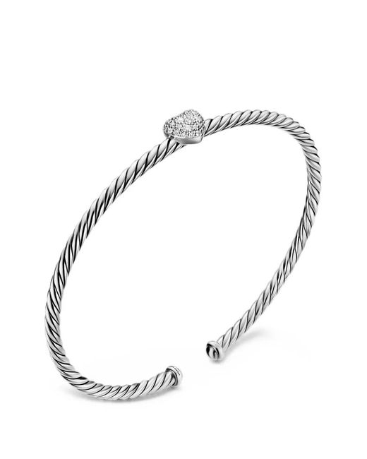 David Yurman White Cable Flex Diamond Heart Bracelet