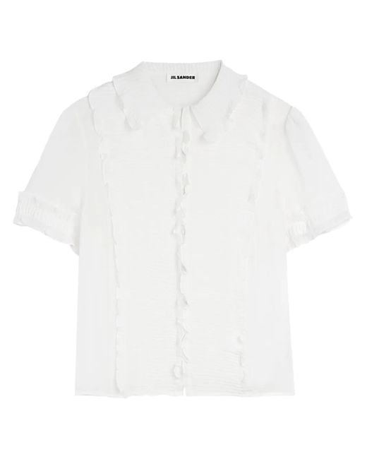 Jil Sander ラッフル シルクシャツ White