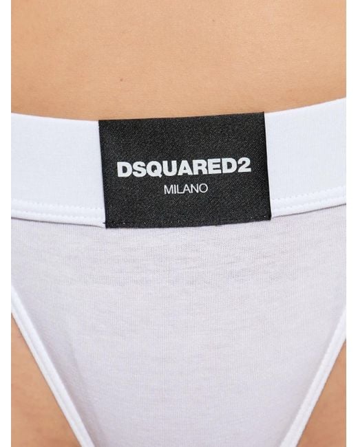 DSquared² White Tanga Mit Logo-Patch