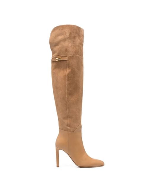 Elisabetta Franchi Natural Logo-Plaque Over-The-Knee Boots