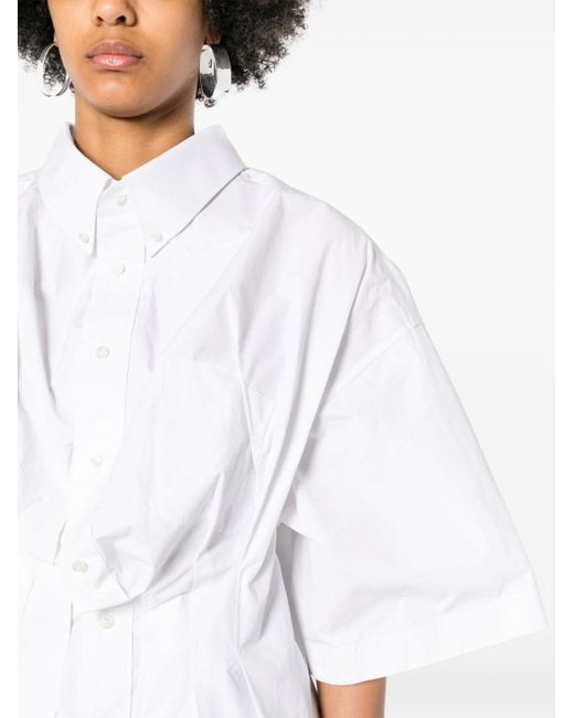 Maison Margiela White Popeline-Hemd mit Knitteroptik