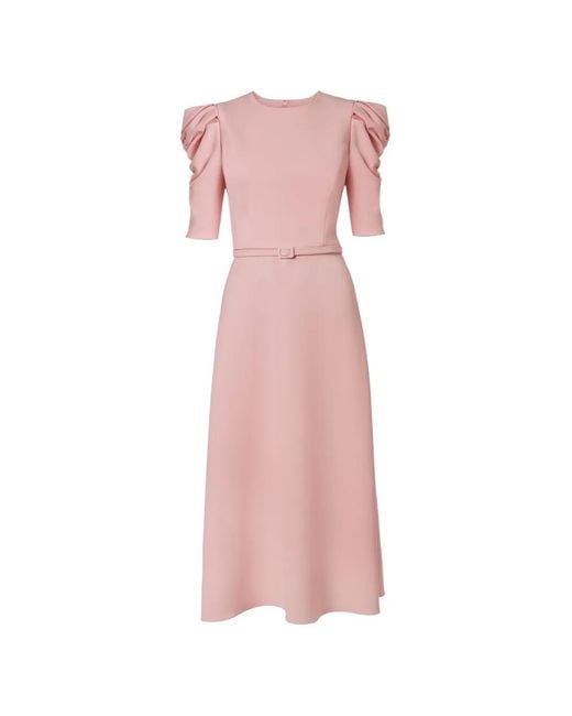 Carolina Herrera Pink Puff-Sleeve Midi Dress