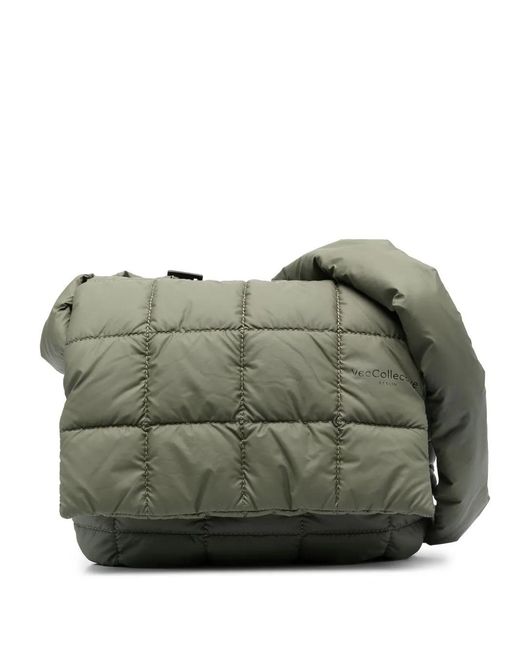 VEE COLLECTIVE Green Quilted Messenger Bag