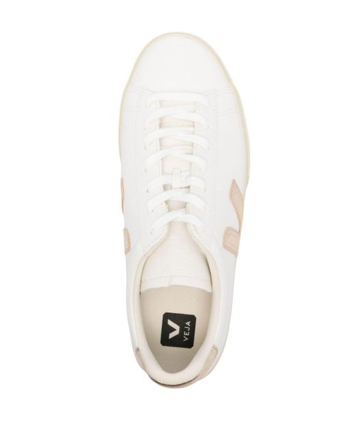 Veja White Campo Grained Leather Sneakers for men
