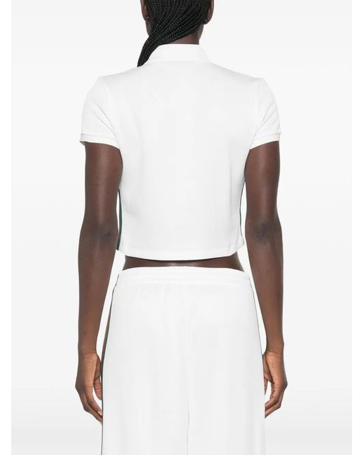 Gucci White Web-Stripe Ribbed Polo Top