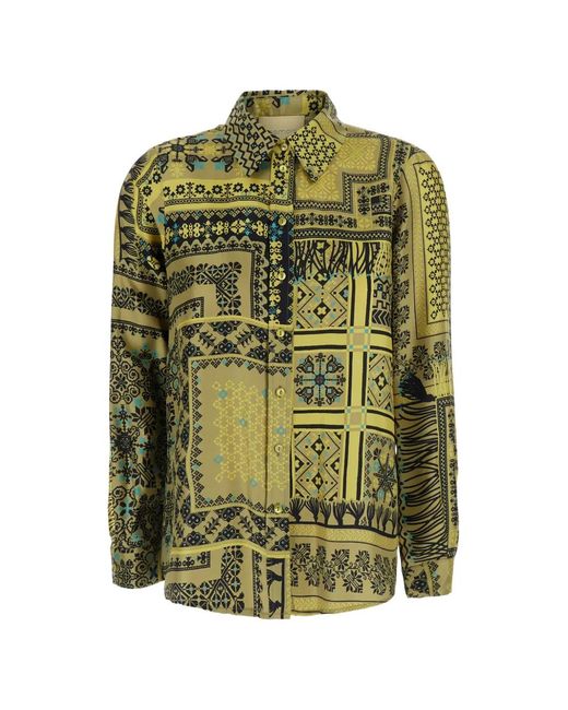Momoní Green Arles Patchwork-Print Shirt