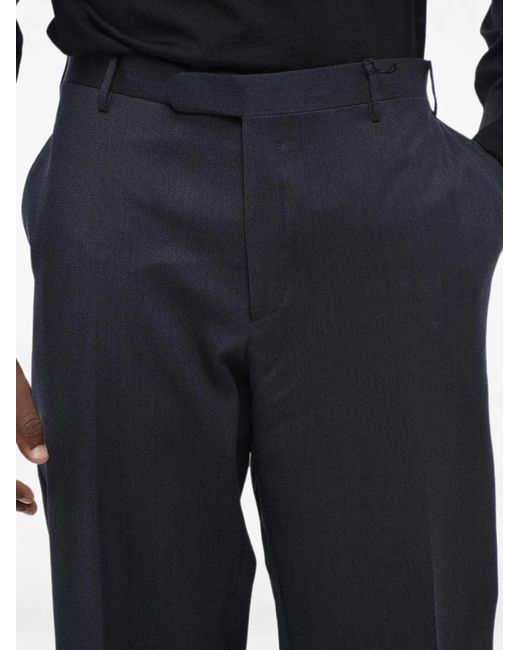 Corneliani Blue Scalloped-Hem Wool Trousers for men