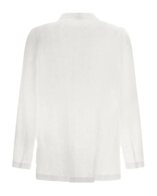 Herno White Single-Button Linen Blazer