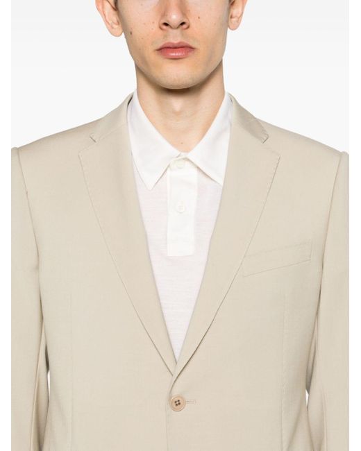 Emporio Armani Natural Single-breasted Virgin Wool Suit for men