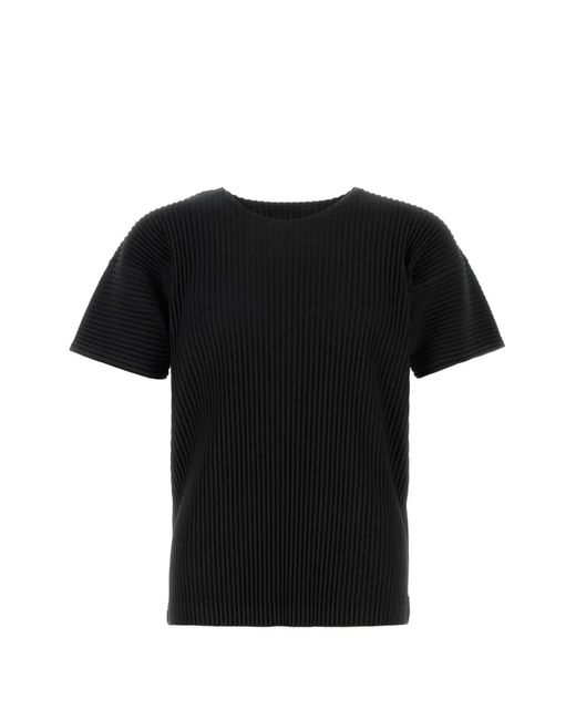 Homme Plissé Issey Miyake Black Pleated T-Shirt for men