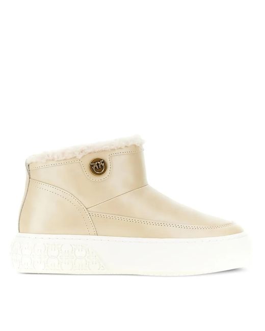 Pinko Natural Leather Platform Boots