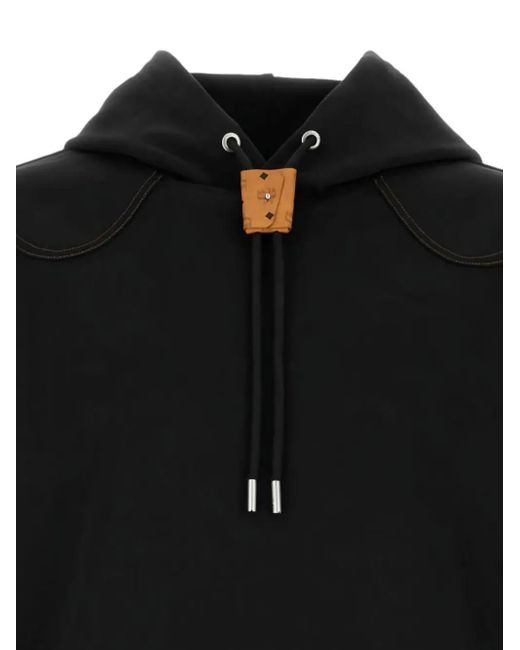 MCM Black Contrast-Stitch Hooded Sweatshirt for men