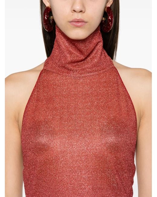 Oseree Pink Lurex Midi Dress