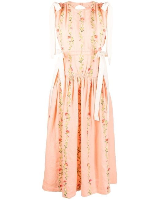 Agua Bendita Pink Floral-print Sleeveless Dress