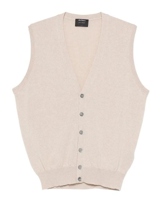Dell'Oglio Natural Buttoned Sleeveless Cardigan for men