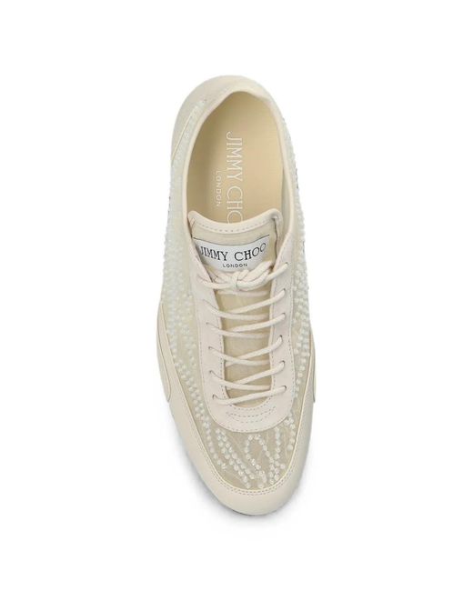 Jimmy Choo White Sunny F Sequin-Embellished Sneakers