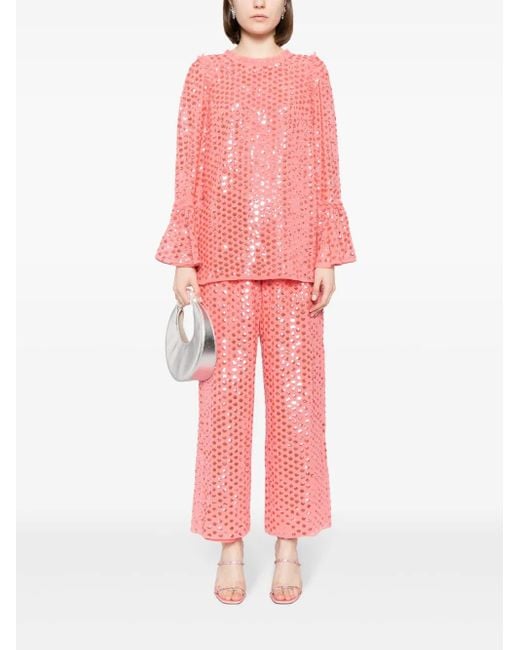 Needle & Thread Red Raindrop Gloss Trousers