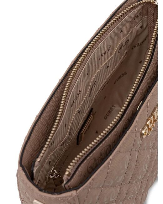 Guess Brown Isemay Quilted Satchel