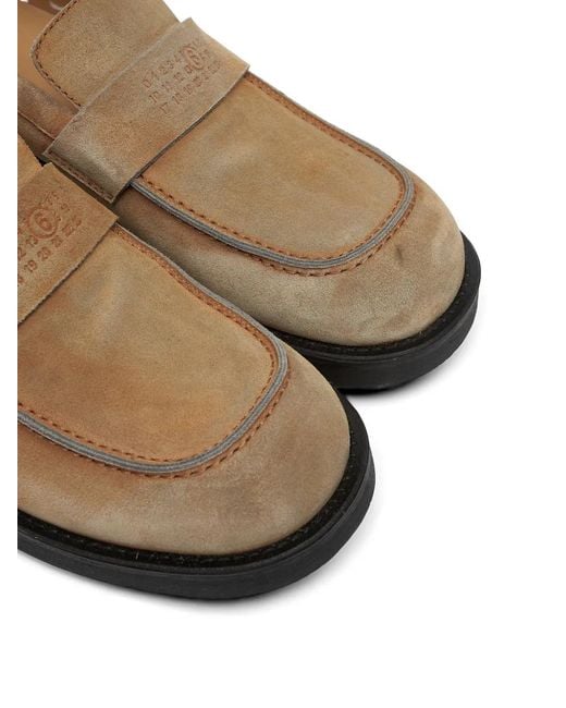 MM6 by Maison Margiela White Mocassins Biker En Daim Délavé for men