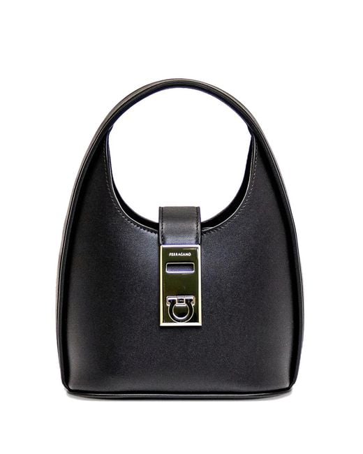 Ferragamo Black Mini Sac À Main Hobo À Boucle