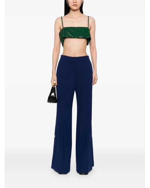 Elie Saab Blue Side Slit Flared Pants