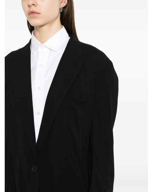Yohji Yamamoto Black Single-Breasted Notched-Lapel Jacket