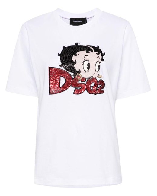 DSquared² White Betty Boop Cotton T-shirt