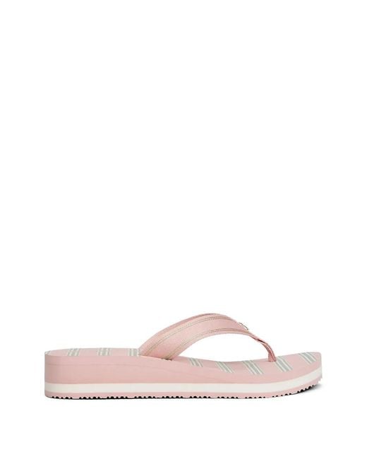 Tommy Hilfiger Pink Fine Cleat Striped Flip Flops